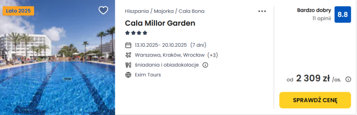oferta hotelu Cala Millor Garden na Majorce ceny