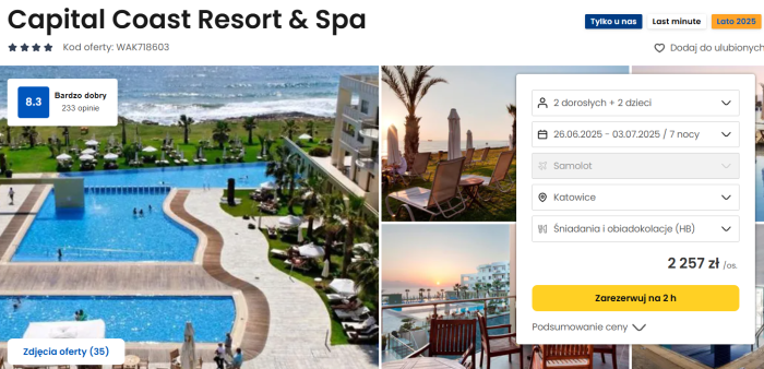 oferta hotelu Capital Coast Resort&Spa na Cyprze ceny