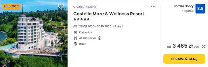 oferta hotelu Castello Mare & Wellness resort w Gruzji ceny
