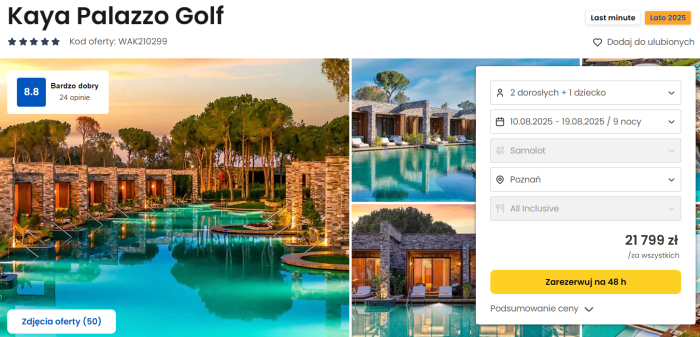 oferta hotelu Kaya Palazzo Golf w Turcji ceny