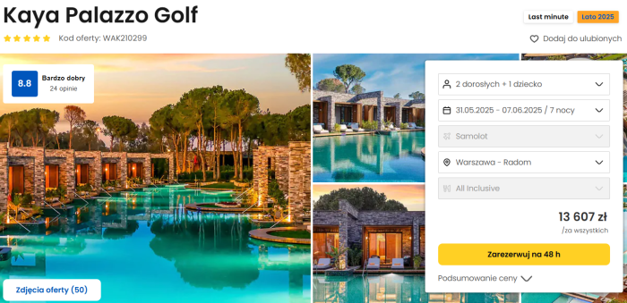 oferta hotelu Kaya Palazzo Golf w Turcji ceny