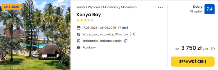 oferta hotelu Kenya Bay ceny