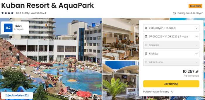 oferta hotelu Kuban Resort&AquaPark w Bułgarii ceny