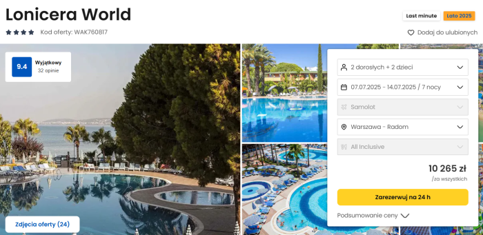 oferta hotelu Lonicera World w Turcji