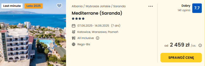 oferta hotelu Mediterrane w Albanii ceny