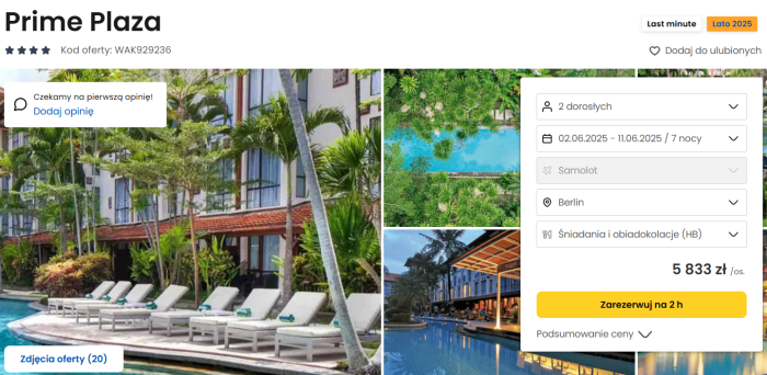 oferta hotelu Prime Plaza na Bali ceny