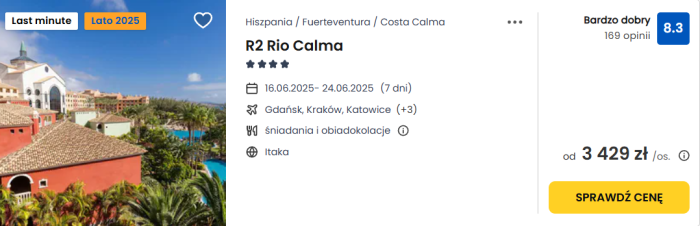 oferta hotelu R2 Rio Calma w Hiszpanii ceny