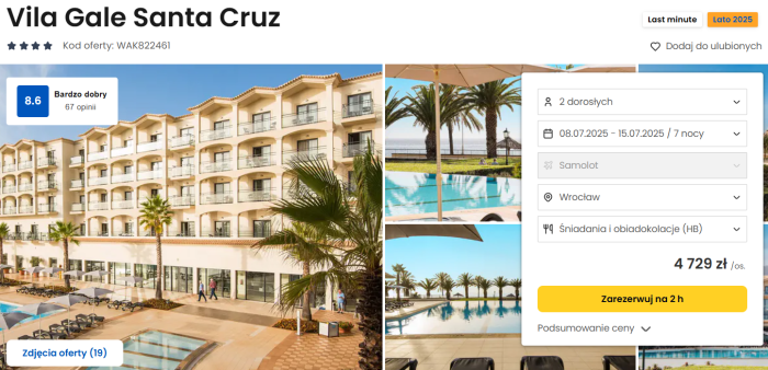 oferta hotelu Vila Gale Santa Cruz w Portugalii