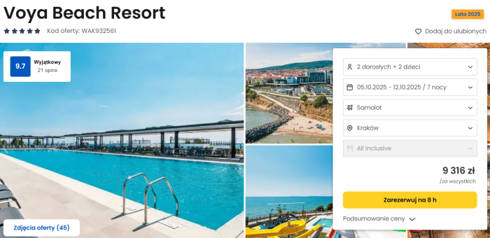 oferta hotelu Voya Beach Resort w Bułgarii ceny
