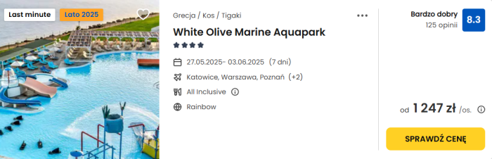 oferta hotelu White Olive Marine Aquapark w Grecji ceny