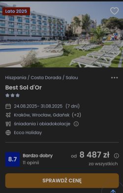oferta hotelu Best Sol d'Or w Hiszpanii ceny