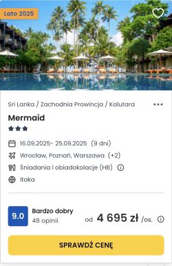 oferta hotelu Mermaid na Sri Lance ceny