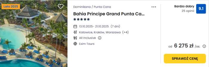 oferta hotelu Bahia Principe Grand Punta Cana w Meksyku