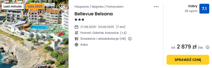 oferta hotelu Bellevue Belsana na Majorce ceny