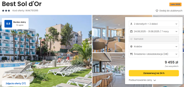 oferta hotelu Best Sol d'Or w Hiszpanii ceny