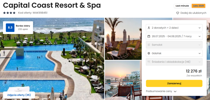 oferta hotelu Capital Coast Resort&Spa na Cyprze ceny