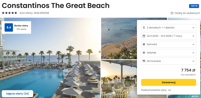 oferta hotelu Constantinos The Great Beach ceny