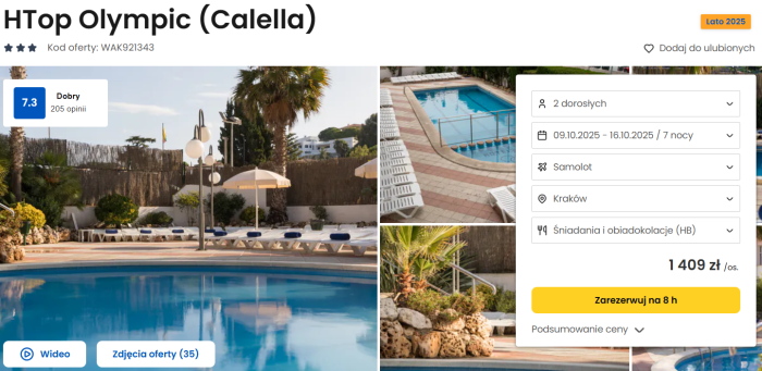 oferta hotelu HTop Olympic w Hiszpanii ceny
