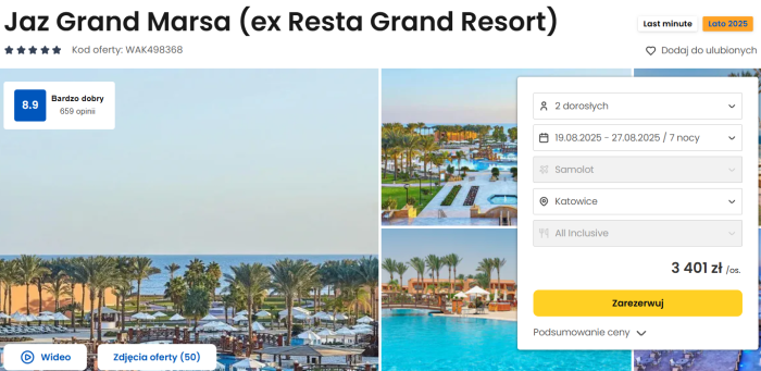 oferta hotelu Jaz Grand Marsa w Egipcie ceny