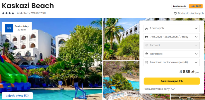 oferta hotelu Kaskazi Beach w Kenii