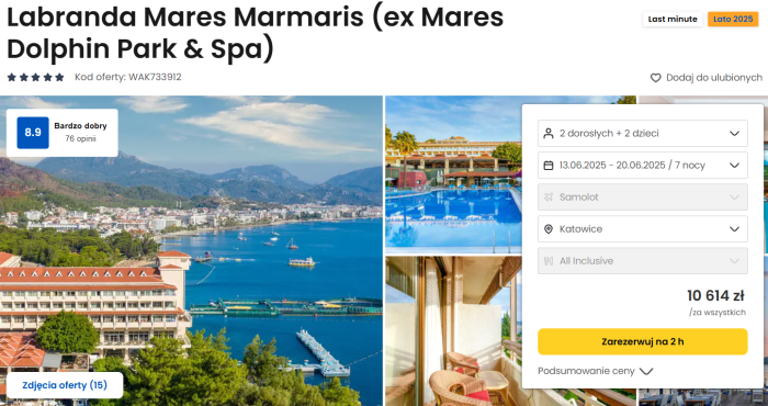 oferta hotelu Labranda Mares Marmaris w Turcji ceny
