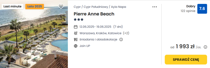 oferta hotelu Pierre Anne Beach na Cyprze