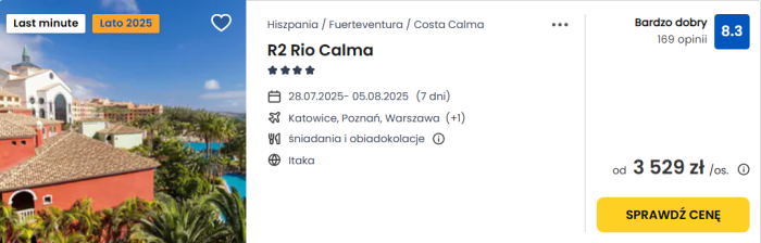 oferta hotelu R2 Rio Calma na Fuertaventurze ceny