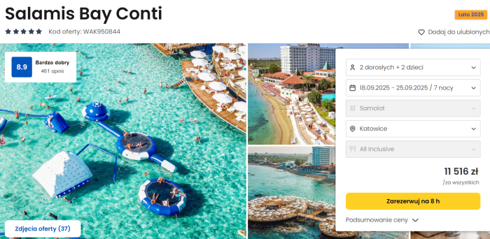 oferta hotelu Salamis Bay Conti na Cyprze ceny