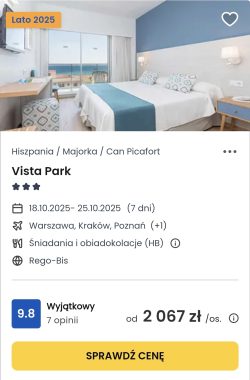 oferta hotelu Vista Park na Majorce ceny