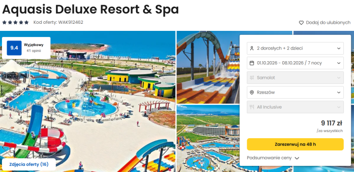 oferta hotelu Aquasis Deluxe Resort&Spa w Turcji