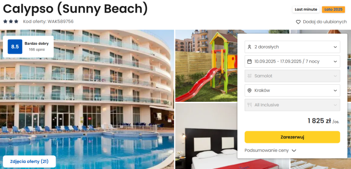 oferta hotelu Calypso w Bułgarii ceny