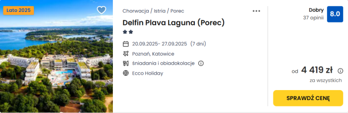 oferta hotelu Delfin Plava Laguna w Chorwacji ceny