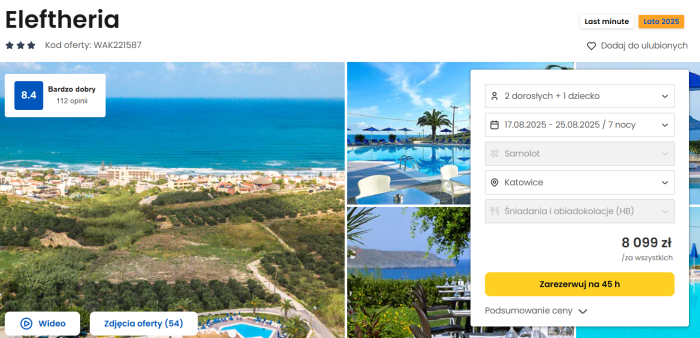 oferta hotelu Eleftheria na Krecie ceny