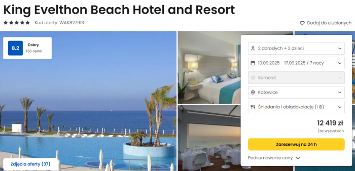 oferta hotelu King Evelthon Beach Hotel and Resort na Cyprze ceny