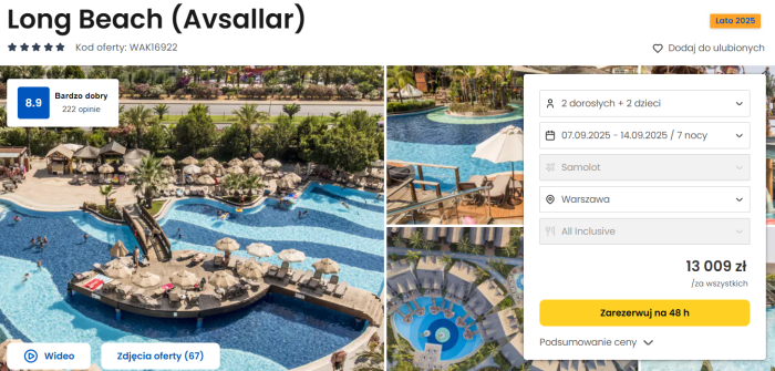 oferta hotelu Long Beach w Turcji