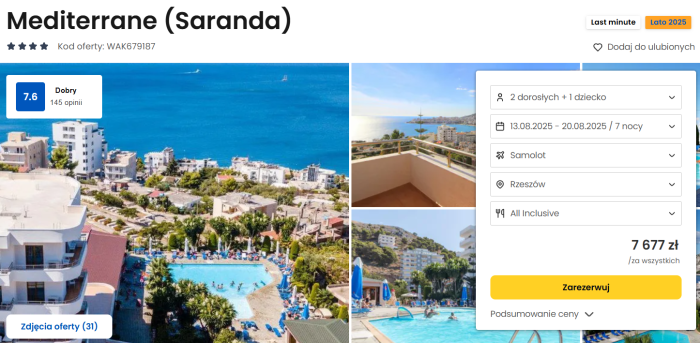 oferta hotelu Mediterrane w Albanii ceny