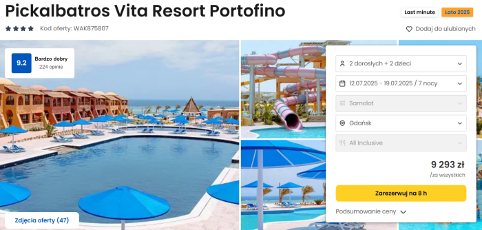 oferta hotelu Pickalbatros Vita Resort Portofino w Egipcie ceny