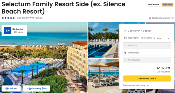 oferta hotelu Selectum Family Resort Side w Turcji ceny