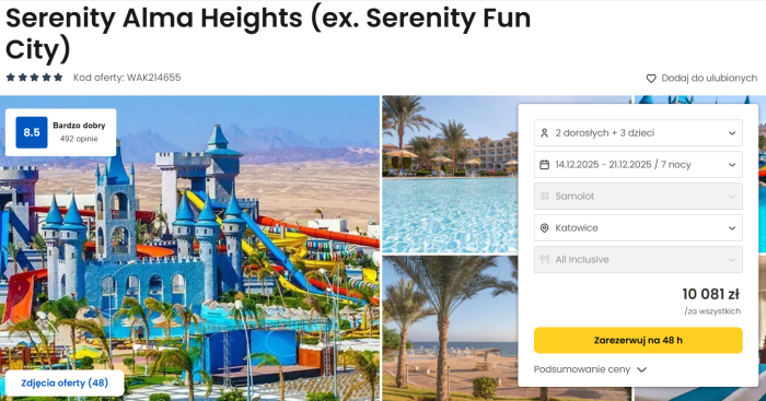 oferta hotelu Serenity Alma Heights w Egipcie ceny