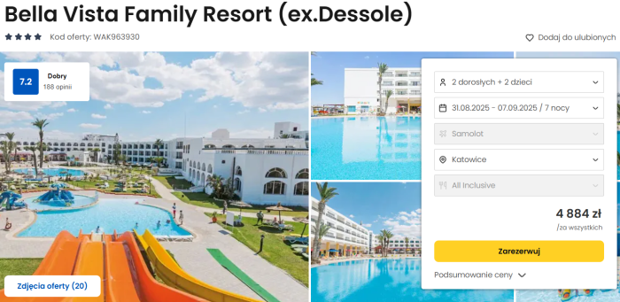 oferta hotelu Bella Vista Family Resort w Tunezji ceny